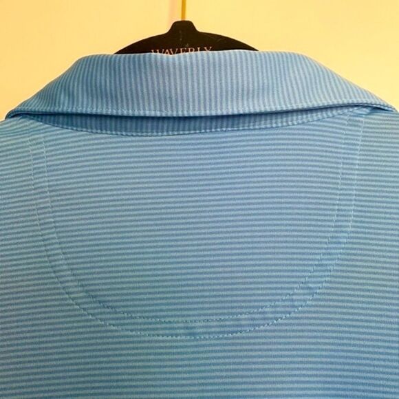 Greg Norman ML75 Play-dry polo shirt sleeve golf micro stripe blue shirt size XL - Picture 9 of 9